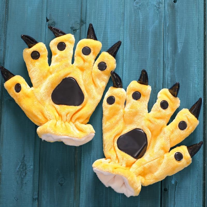 Плюшевые перчатки-лапы динозавра, мультяшные милые животные, перчатки для рук, теплые перчатки с лапами животных, инструмент для косплея, аксессуары для костюмной вечеринки