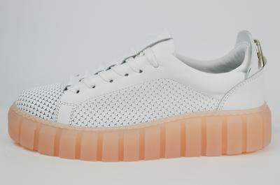 Кроссовки белые на пудровой подошве 461675 36 кожа