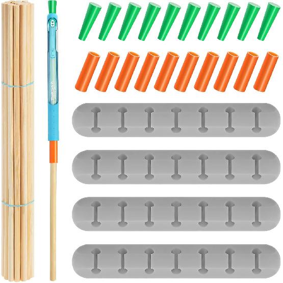 46 Pcs UV Epoxy Glitter Pen Holder Stand Turner Accessories with Nonstick Sleeves Silicone Pen Plugs Wooden Dowels Rods for DIY Craft Enthusiast