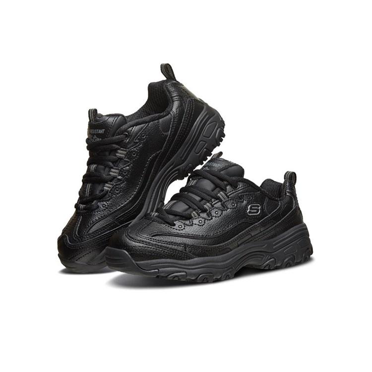 Skechers DLites SR Сетка Синтетическая кожа Ретро Дышащие Увеличивающие рост Низкие Папины кроссовки Женская кроссовка Черный 76605-BLK