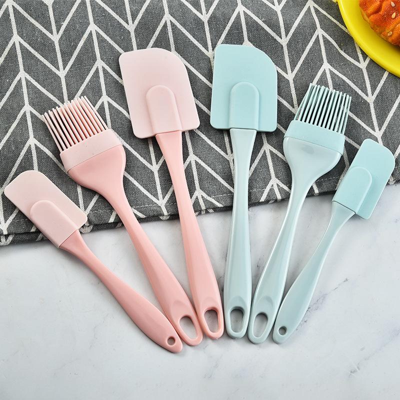 3Pcs Silicone Cake Spatula Set Cooking Tools Oil Brush Dough Scrapers Cake Grill Tools Cream Brushes Kitchen Baking Accessories