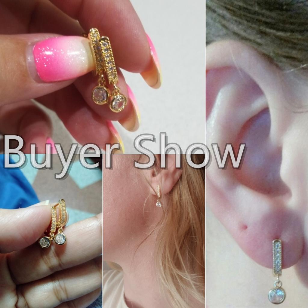 Huitan Fashion Simple Gold Color Women Drop Earrings With Round Cz Charm Creative Girl Accessories Fancy Gifts Statement Jewelry