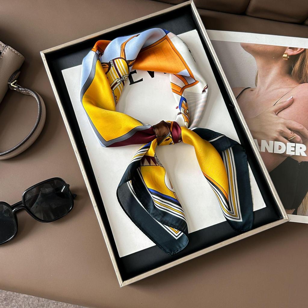 Шелковый шарф премиум-класса с принтом в корейском стиле - Универсальный модный аксессуар