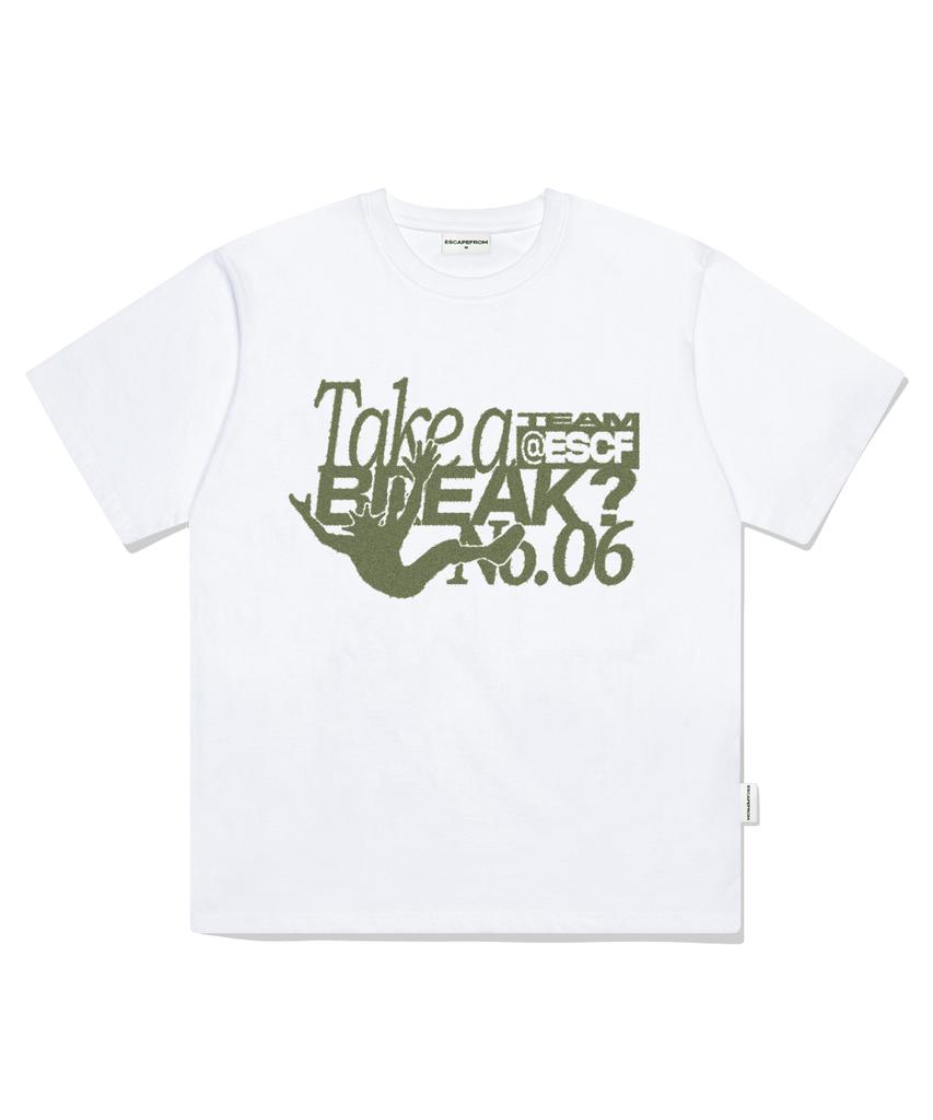 ESCAPEFROM 06 Белая оверсайз футболка с коротким рукавом и принтом Break Print