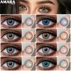 AMARA 1 пара модных цветных контактных линз для глаз, большие синие глазные линзы, натуральные, годовые, косметические, для красоты, женщин, мужчин, зрачков
