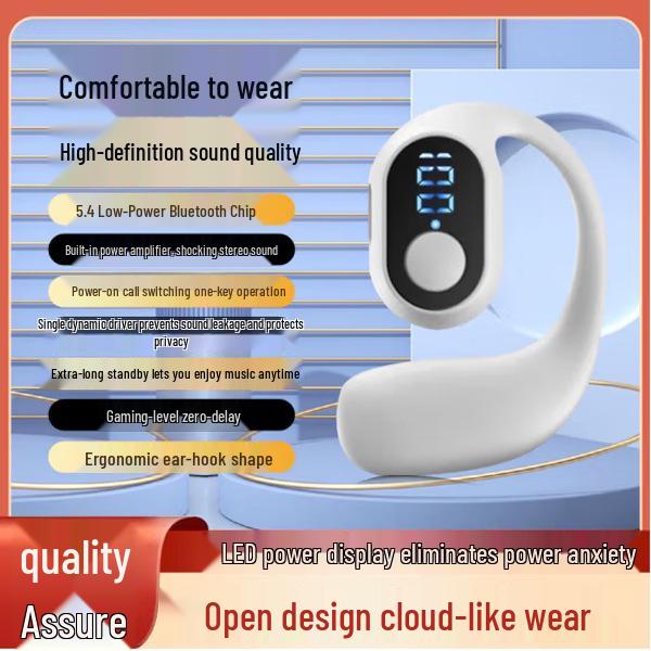Wireless Bluetooth Ear-hook Sports Headset with Digital Display for Apple, Huawei, Vivo, Xiaomi, and OPPO.