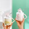 Family Suit Rabbit Ceramic Cup High Value Straw Cup with Lid Cute Cup Souvenir Gift Cup