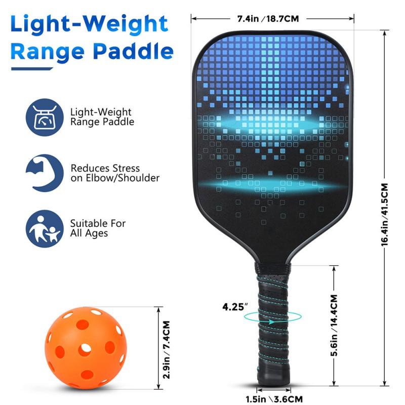Glass Fiber Pickleball Paddles Set Outdoor Recreation 2 Rackets 4 Balls Carry Bag