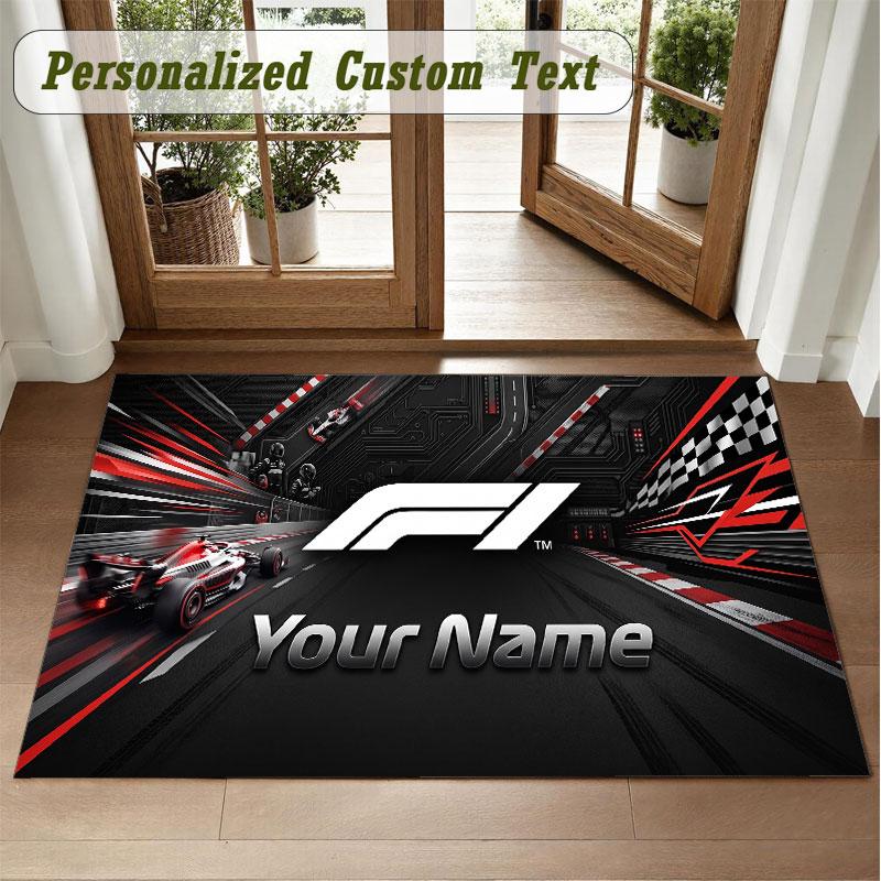 Crystal Velvet Square Rug Custom NameF1 Pattern Non Slip Home Floor Decor Rug