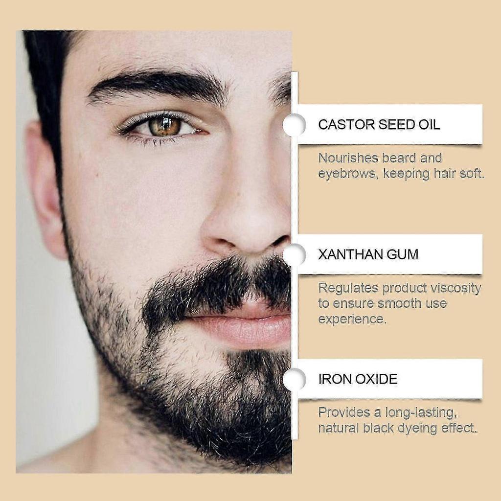 2026 Temporary Beard Dye for Men - Black Beard, Mustache & Eyebrow Color for a Fuller, Well-Defined Look, Water & Sweat Resistant, Up to 30 Applicatio