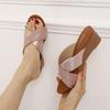 Plus Size 36 -44 45 Women Wedges Sandals Slippers Med Heel X Cross Strap Female Big Size Modern Slides Summer Shoes  New
