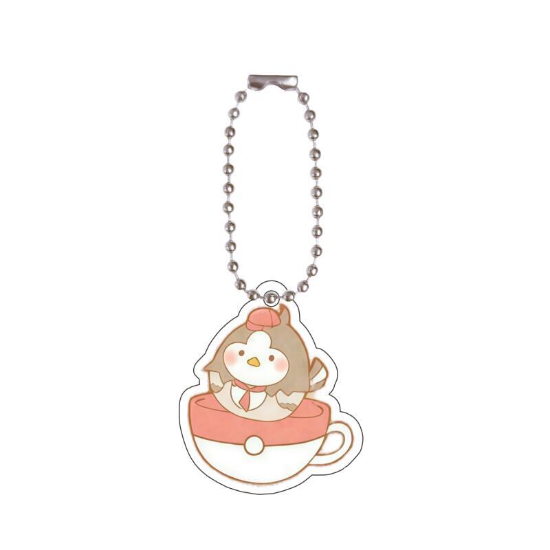 Акриловый брелок для ключей из аниме Rowlet Togepi Munchlax Charmander Eevee Серия "Чайная чашка" Самодельная акриловая пряжка-брелок для сумки Подарок