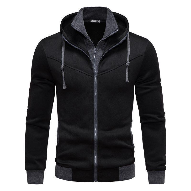 Autumn/Winter Cross-Border Fashion: Solid Color Plus Velvet Loose Hooded Jacket with Double Zipper and Long Sleeves