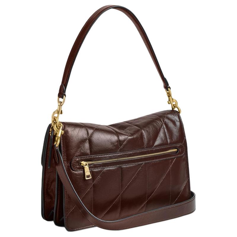 COACH Tabby 30 Quilted Metal Logo Chain Strap Calf Leather Hand Shoulder Bag Large Women's Maple Leaf