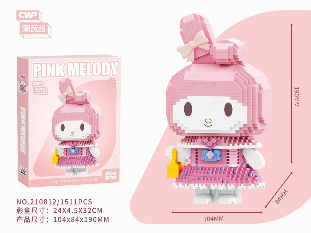 Кавайи Sanrio Pochacco Микро Строительные Блоки Огненный Шар Kuromi Losto Собранная Модель Мультяшная Мини Кирпичная Фигурка Игрушка В Подарок