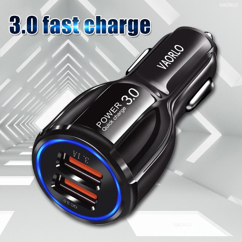 VAORLO Универсальное автомобильное зарядное устройство Quick Charge 3.0, двойной USB-адаптер, светодиодный дисплей, быстрая зарядка для iPhone, Samsung, Huawei, XiaoMi