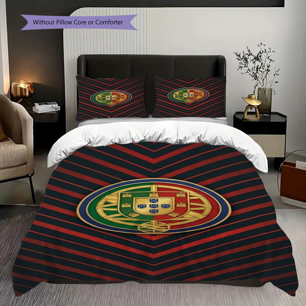 Portuguese Heritage Emblem Bedding (1 * duvet cover + 2 * pillowcase, without core) Soft and comfortable Bedding set Christmas birthday gift