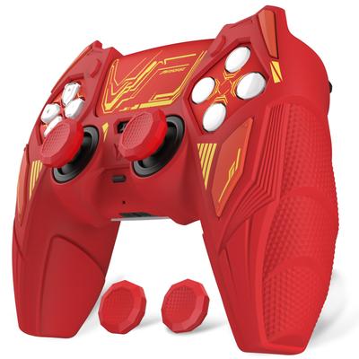 PlayVital Силиконовый чехол для контроллера PS5 Mecha Rhino Противоударный Защитный Легкий Включает накладки на стики и Совместим с зарядкой Кленово-красный и Кирпично-красный