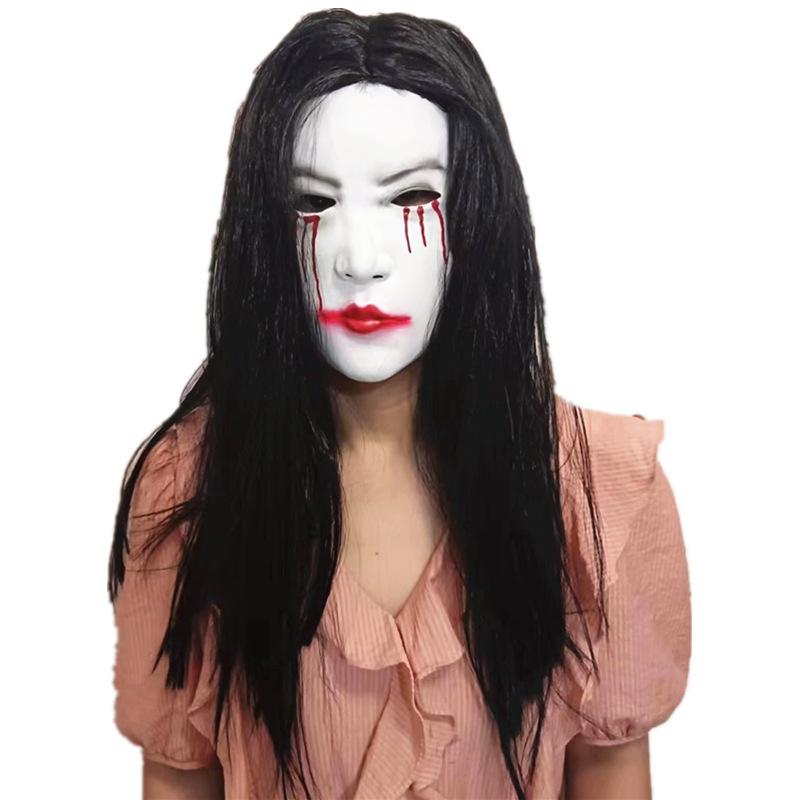 Halloween male and female ghost masks, script-based murder mystery game headgear, ghost masks, horror escape room props, haunted house decorations