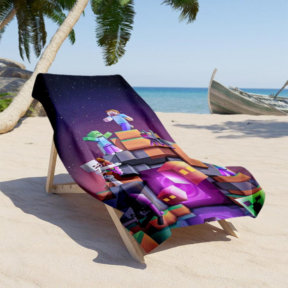 Minecraft Beach Towel High Absorbency & Quick-Dry Comfortable Lightweight Suitable for Swimming, Gym, Camping, Yoga Vacation