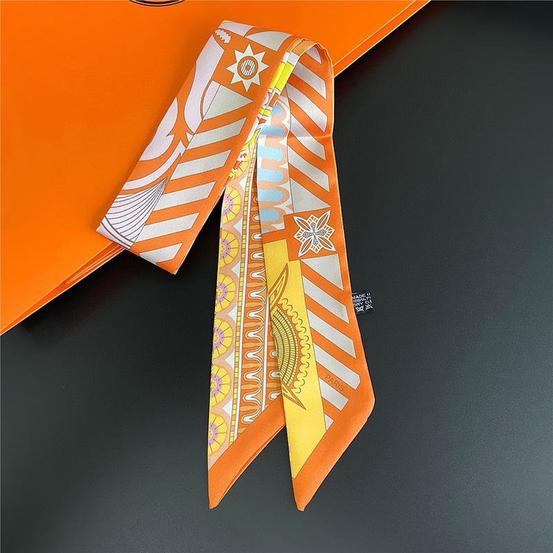 Luxary Brand Design Wave In Flowers Women Scarf Luxury Silk Scarf Fashion Hair Headband Foulard Skinny Bag Scarves Neckerchief