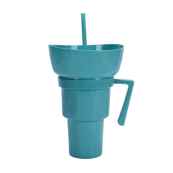 Стакан для закусок и напитков Многоразовый держатель для попкорна с трубочкой Герметичный стакан объемом 900 мл для кино, путешествий