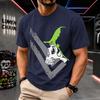 2026 New Pure Cotton Tshirt Wizard Hat Skull Halloween Print Crew Neck Short Sleeve Casual Top