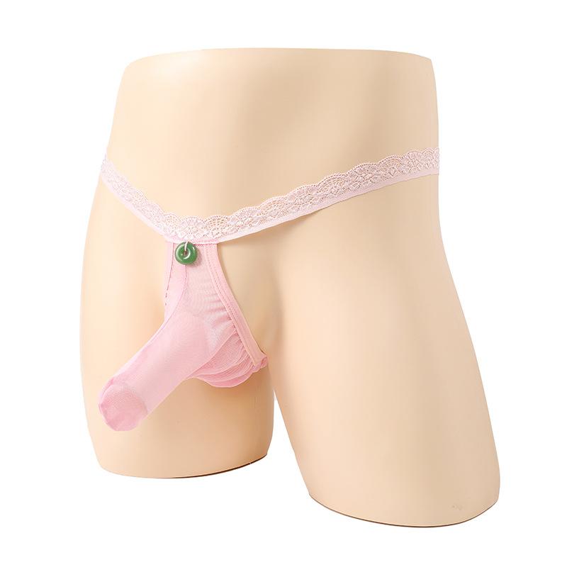 Мужские эластичные трусики кружевные с защитной кнопкой стринги секс-нижнее белье мужское секс-нижнее белье