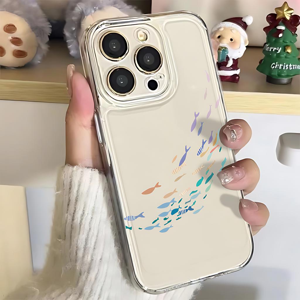 Красочная рыбка Чехол для телефона Для iPhone 17 16e 16 15 14 13 12 11 Mini Air Pro Max X XR XSMax 7 8 Plus Прозрачный Мягкий Задний Чехол