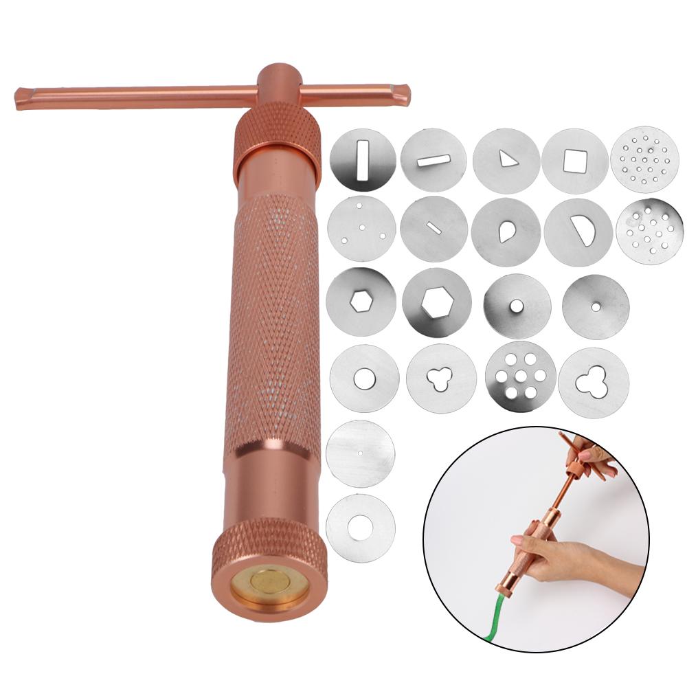 Perfect Rose Gold Sugar Paste Extruder Fondant Clay Cake Sculpture Cake Sculpture Polymer Tool With 20 Tips Clay CraftGood product