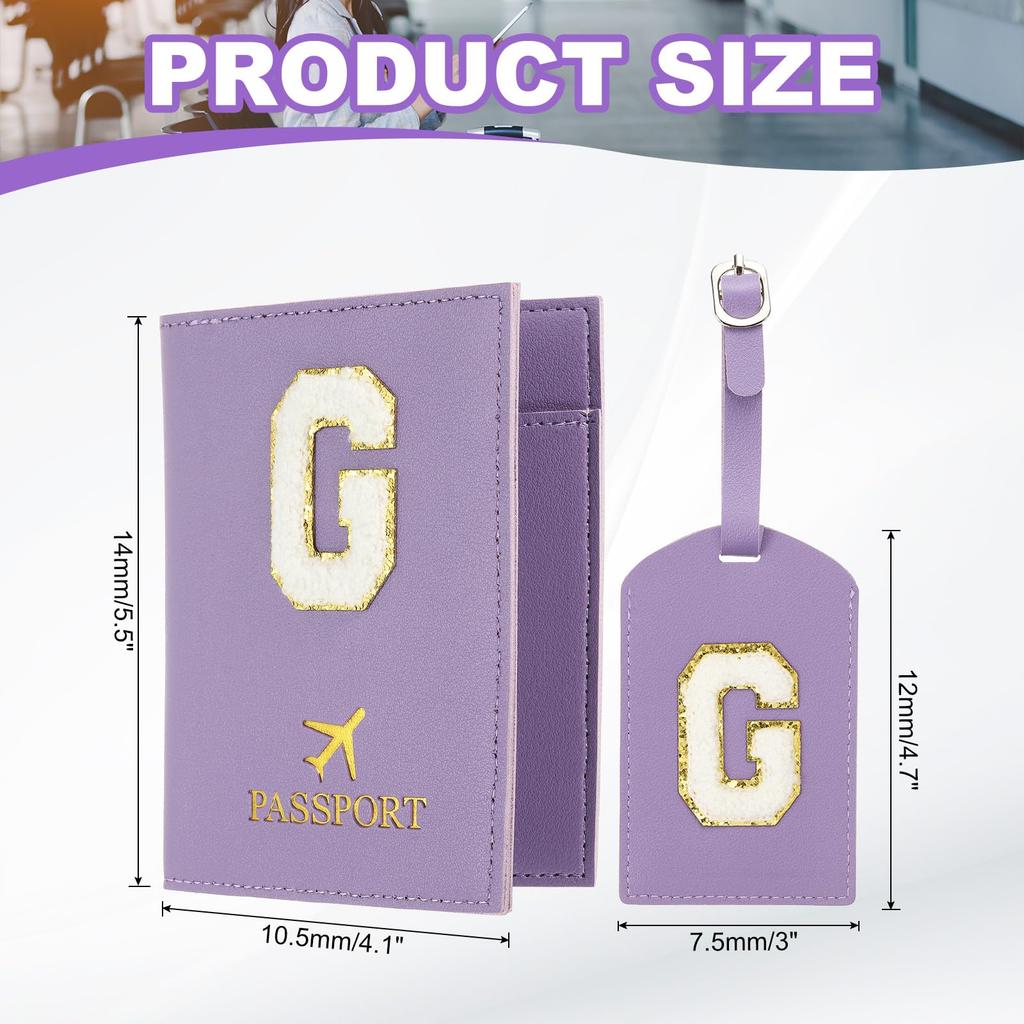 Набор бирок для паспорта и багажа с обложкой для паспорта с инициалом и буквой-шевроном, дорожная сумка-кошелек, идентификатор чемодана для женщин и семьи