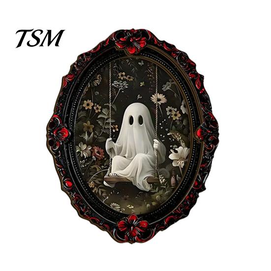 Oval Carved Portrait Magnets Halloween Dark Style Refrigerator Magnet, Retro Gothic Photo Frame Decorative Magnetic Sticker for Metal Cabinets Kitchen