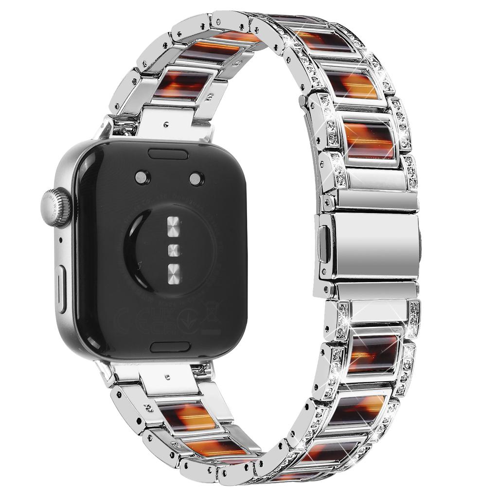 For Huawei Watch Fit 3 Metal Alloy Watch Band Rhinestones Resin Wristband Bracelet