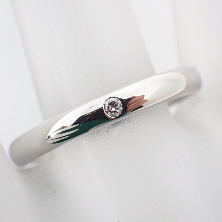 [Pre-owned] TIFFANY PT950 Stacking Band Diamond Ring / Size 15 / j50-12