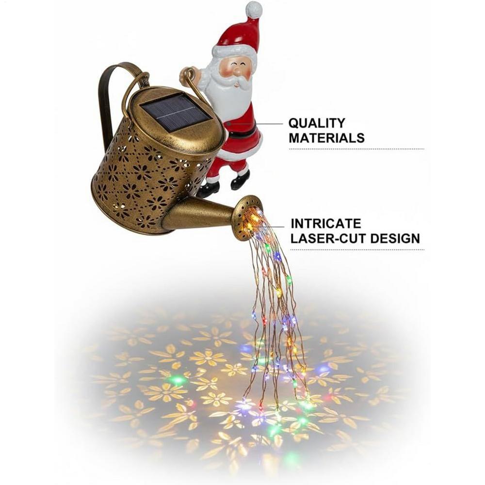 Solar Lawn Santa Kettle Lights Solar LED Waterproof Decorations Christmas Garden Lawn Decorative Light for Holiday Party Church