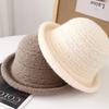 Hollow knitted bucket hat women's autumn and winter new face small bucket hat foreign air breathable hat sunshade sunscreen hat