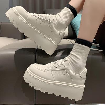 2024 Обувь для женщин На шнуровке спереди Женские вулканизированные туфли Модная строчка Женская повседневная обувь Новые универсальные кроссовки с круглым носком