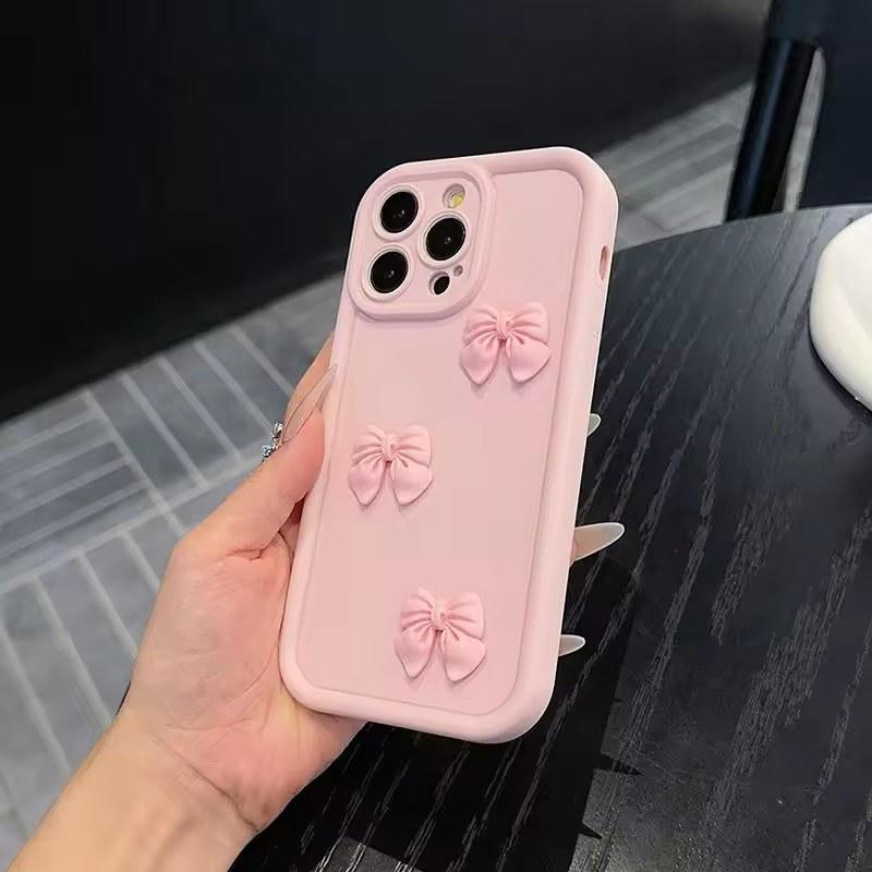 3D Pink Cute Butterfly Silicone Soft Phone Case For iPhone 16 15 14 13 12 11 Pro Max XS XR X 7 8 Plus SE Mini Shockproof Candy Cover
