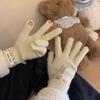 Зимняя вязаная перчатка с несколькими цветами, на весь палец, с украшением в виде маленького бантика, для подростков