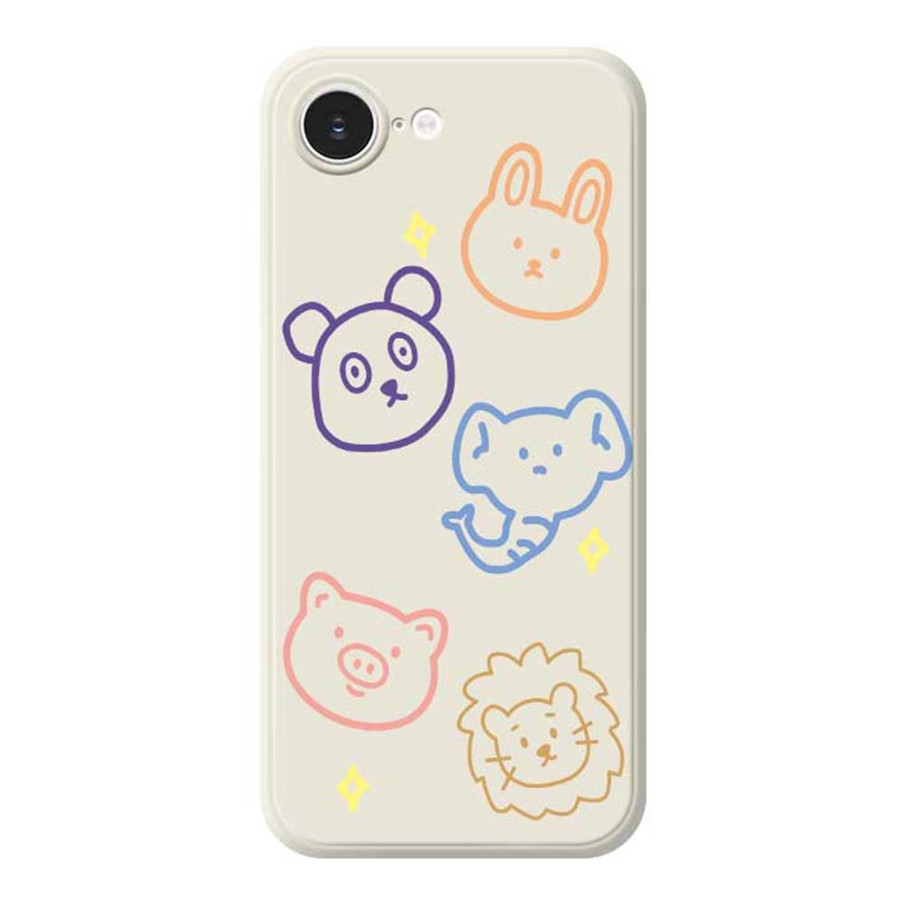 Чехол для iPhone 16e с принтом в виде эскизов животных, ТПУ задняя крышка для телефона с прямыми краями