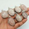 Rose Quartz Gemstone 925 Sterling Silver Plated Handmade 5 PCs Fancy Pendants Jewelry SEN-290