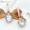 Модные элегантные большие круглые серьги-капли с кубическим цирконием, серьги цвета розового золота для женщин и девочек, ювелирные изделия для свадебной вечеринки, подарок