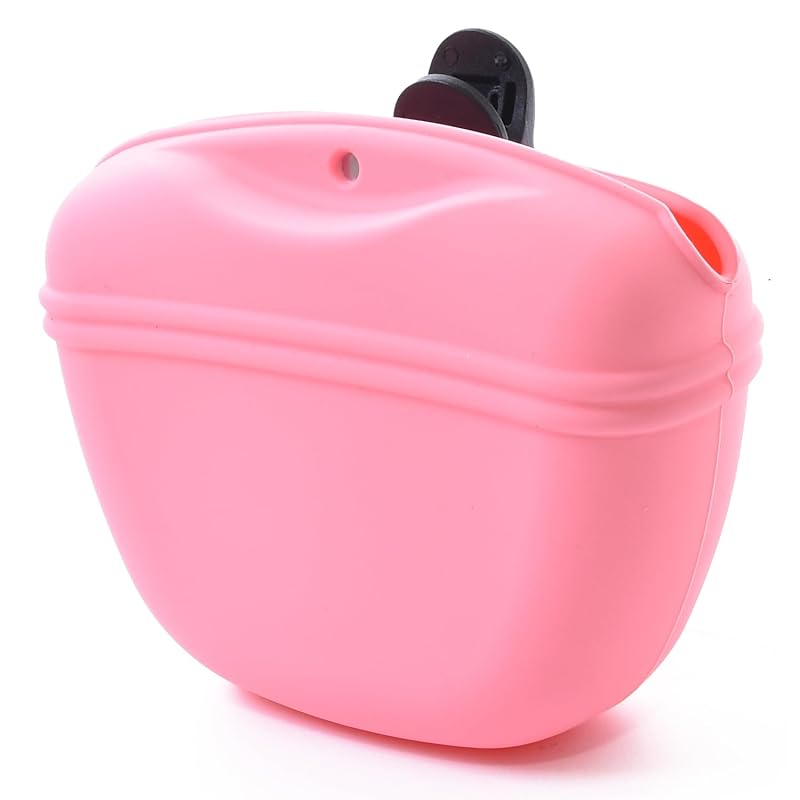 ESFUERZO fishing fishing pouch mobile trash can Easy to open and close with one hand trash can lint tool case storage silicon lightweight (pink)