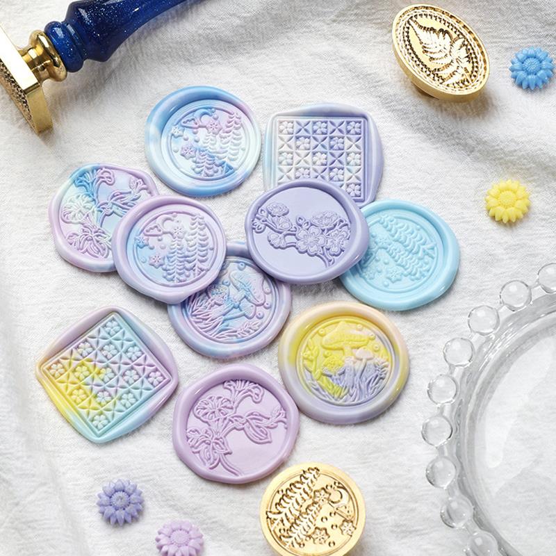 Кленовые листьяУзор маргаритки Восковая печать штамп Ретро-печать сургучом Замена головы Цветы Лист Украсить подарок Ипомея Папоротник