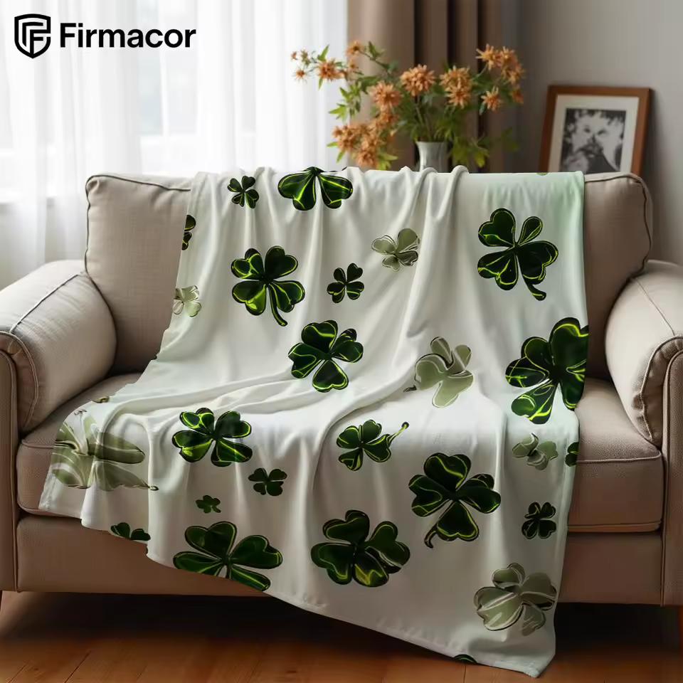 Lucky Clover Ultra Soft Sherpa Fleece Blanket Fluffy Warm Halloween Cozy Throw for Sofa Couch Bedroom Gift All season