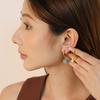 Bohemian Handmade Natural Stone Beads Hoop Earrings for Women Summer Stylish Stainless Steel Circle Huggie Hoops Jewelry Bijoux