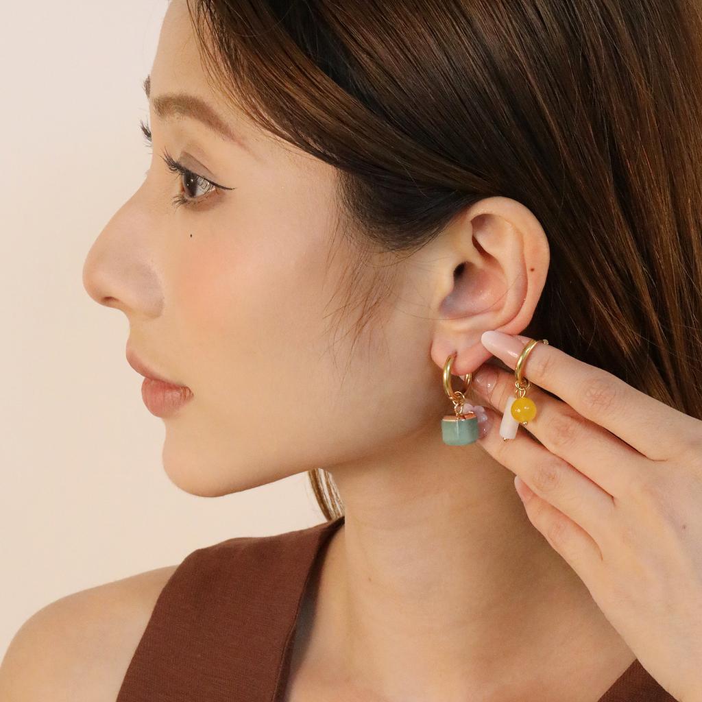 Bohemian Handmade Natural Stone Beads Hoop Earrings for Women Summer Stylish Stainless Steel Circle Huggie Hoops Jewelry Bijoux