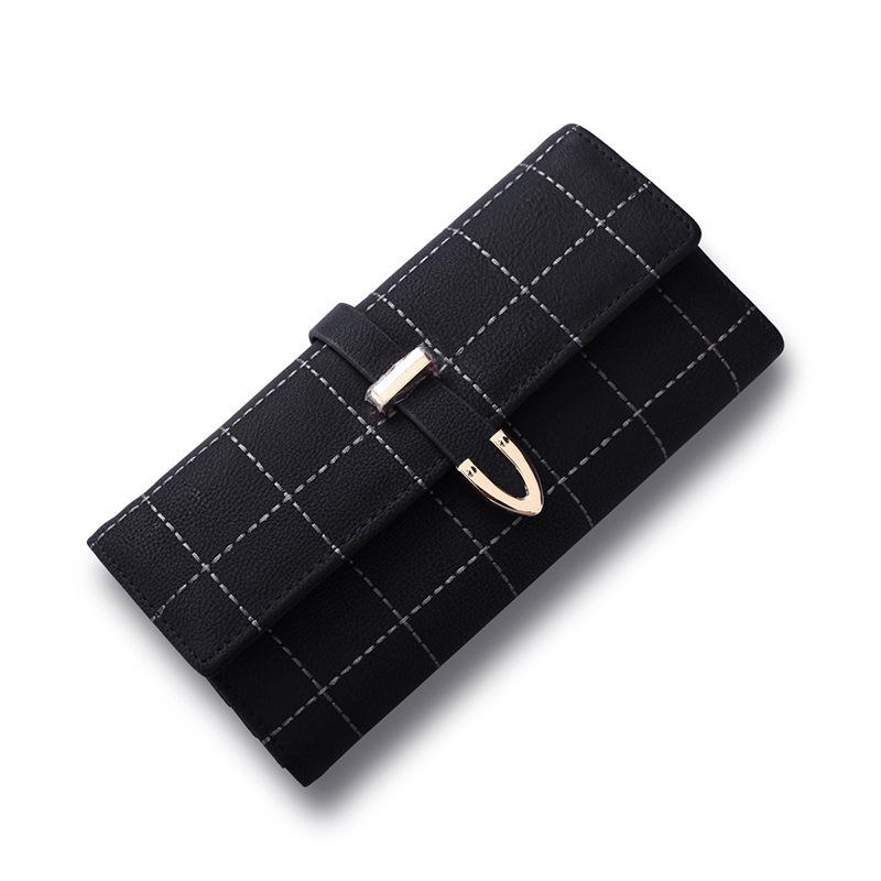 Light Luxury Frosted H-Buckle Long Women's Wallet with Drawstring Mobile Phone Bag