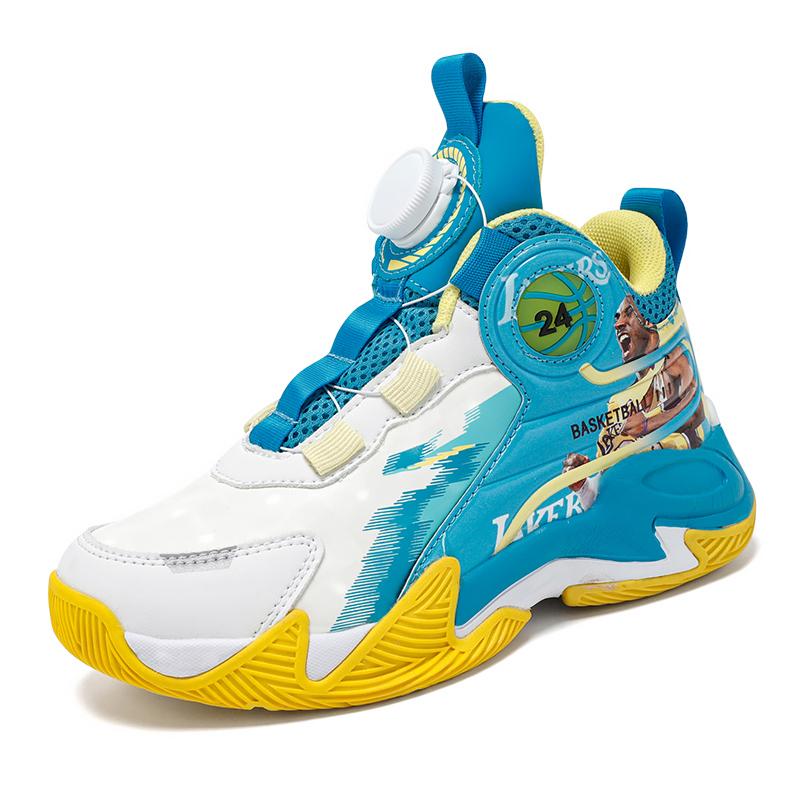31-40 Детские Большие Размеры Противоскользящие Износостойкие Модные Высокие Баскетбольные Кроссовки Спортивный Тренд Детская Обувь