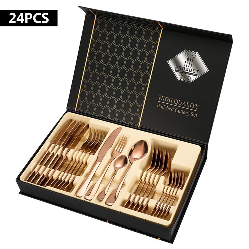 Tableware Set Stainless Steel Tableware 24-piece Knife, Fork and Spoon Gift Box Set Kitchen Tableware Set